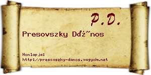 Presovszky Dános névjegykártya